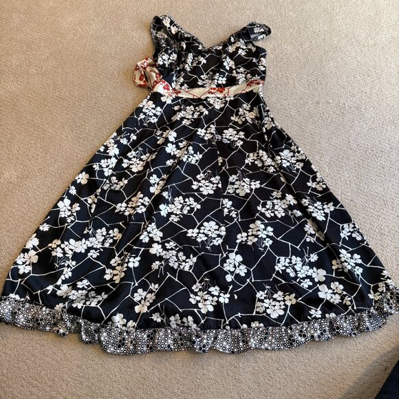 Jonathan Martin Dress Wrap Midi Sleeveless Floral Black Red White Sz 8 #279206 - Picture 9 of 12